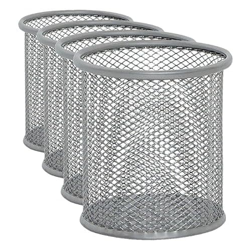 Image of Q-Connect Mesh Pen Pot Silver KF00846 (Pack of 4)