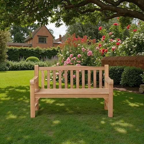 Image of White Star Solid Teak SHIRE Bench 3 Seater Grade A Teak - FULLY ASSEMBLED - FREE CUSHION- WORTH £49