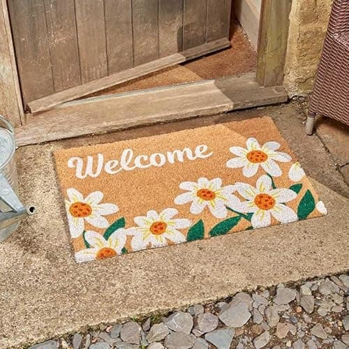 Image of sgpuk Welcome Daisy Decoir Mat 45 x 75cm Coir door mat
