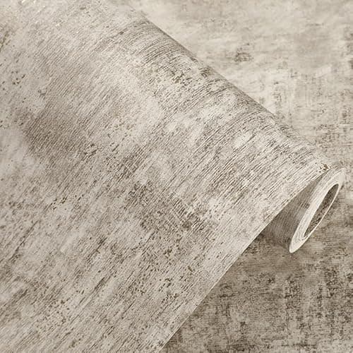 Image of Cathpetic Cream Gold Concrete Wallpaper for Living Room, Bedroom, Fireplace 950 * 50CM=5m² Neutral Decorative Luxury Wall Paper with Distressed Pattern, Textured Finish & Metallic Detailing