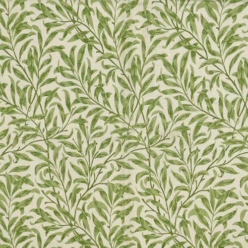 Image of William Morris Willow Bough Sage Green Round Tablecloth, 100% Cotton Lightweight Fabric, 120 CM