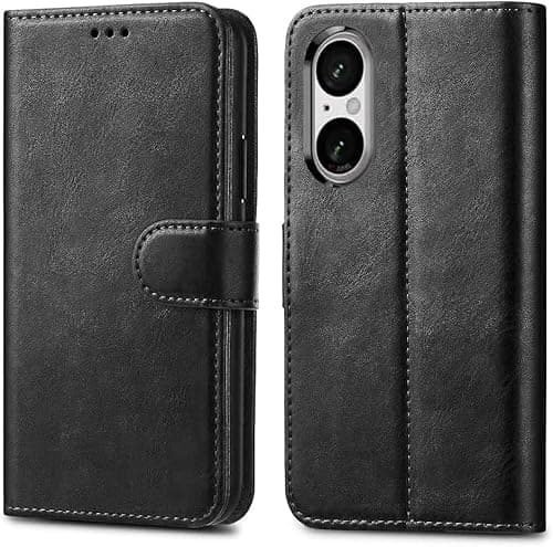 Image of GAPlus PU Leather Flip Cover Wallet Case For Sony Xperia 5 V Card Holder Magnetic Kickstand Black