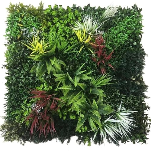 Image of M.J COMFY-LIFE Artificial Hedge Plant Panels 100 x 100cm Grass Plant Wall Panels Green Privacy Living Wall Fence Screening Home Garden Spring Leaf Backdrop for Indoor Outdoor (Type D)
