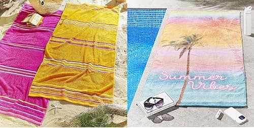 Image of Catherine Lansfield Summer Vibes and Rainbow Rose Beach Towel Set of 3