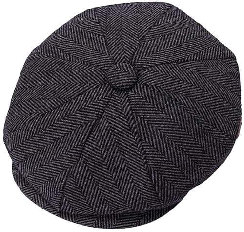 Image of ZRWASKA® Mens Peaky Blinders Cap 8 Panel Wool Flat Caps for Men UK – Gatsby Tweed Newsboy Cap for Men Style 1920s Baker Boy Hat Flat Cap Women Plain Herringbone Charcoal, Size Medium