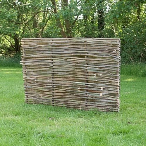 Image of Hazel Hurdle Fence Capped Panels, Natural Woven Wood Garden Screen, Rustic Outdoor Privacy Divider (6ft x 4ft)