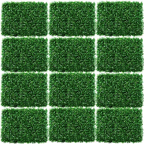 Image of ybaymy 12PCS Grass Wall Panel 60 x 40cm Artificial Hedge Boxwood Panels Trellis Screening Fake Ivy Plants Privacy Fence Grass Backdrop Wall for Indoor Outdoor Home Balcony Garden Decor
