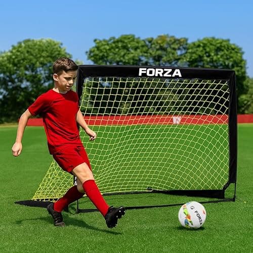 Image of FORZA Square Pop-Up Football Goal [4 Sizes] | Portable Football Training Goal with Carry Bag & Ground Stakes - For All Ages with 5 Second Set Up - Single or Pair (Single, 7ft x 5ft)