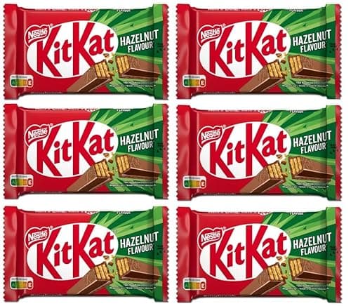 Image of Kit Kat 4 Finger Hazelnut Chocolate Bars - 41.5g x 6 Pack | Delicious Crunchy Hazelnut Treats | Perfect Snack Size