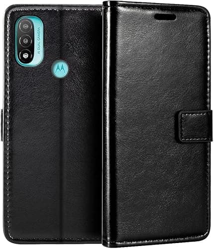 Image of AMAZE!UK For Motorola Moto E20 / E30 / E40 Phone Case, Leather Flip Wallet Magnetic Closure Protective Book Cover (Black)
