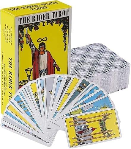 Image of Waite Tarot Cards with Guide Book - 78 Rider Tarot Cards for Fate Divination, Party Card Games, Tarot Deck Suitable for Beginners & Experienced Players, Mysterious Gift for Friends