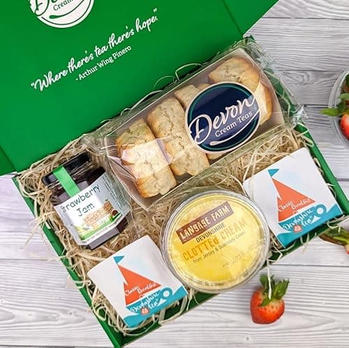 Image of Devon Afternoon Tea Hamper For 2 | Cream Tea, 4 Scones, Tea, Jam, Cream | Hamper Gifts For Women or Food Hampers for Men | Birthday, Anniversary, Mother's Day & Special Occasions