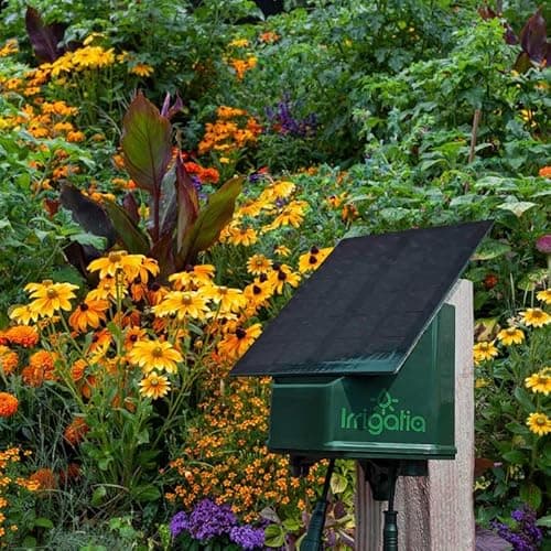 Image of Irrigatia Weather Responsive Solar Powered Irrigation System, Automatic Watering, Water between 36 and 72 plants, 15m Tubing, includes 20 drippers, stakes and T pieces. (IRR-SOL-C36Q, 36)