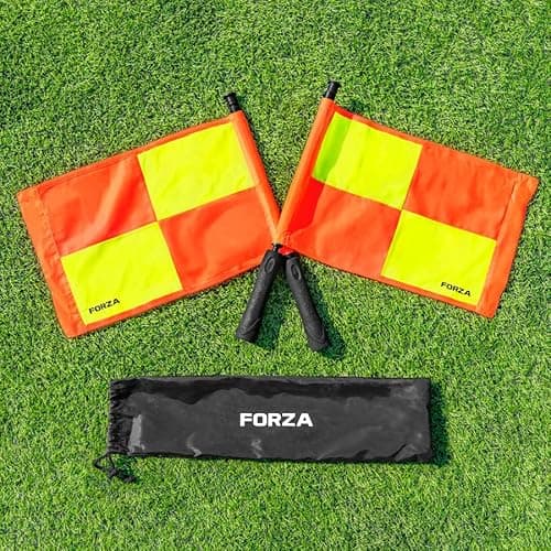Image of FORZA Pro Linesman Flags [2 Pack] | Professional Assistant Referee Equipment – High Visibility Flags with 50cm PVC Poles & Carry Bag (Yellow & Orange)