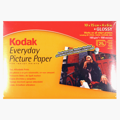 Image of Kodak Everyday Picture High Gloss Paper 100x150mm 25 Sheets 165gsm Inkjet Printer
