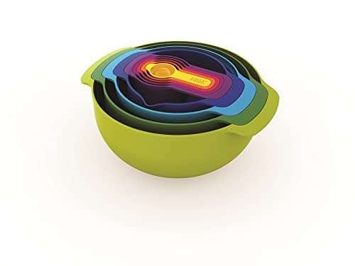 Image of Joseph Joseph Nest 9 Plus, 9 Piece Compact Stainless Steel Food Preparation Set with Mixing Bowls, Measuring Cups, Sieve and Colander, Multicolour