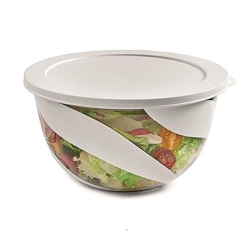 Image of Snips White Salad Bowl with Lid, 3L, Made in Italy, BPA Free
