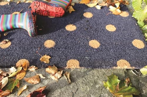 Image of Lord of Rugs Printed Coir Door Mat for Home Entrance Indoor and Outdoor, Patio, Balcony Non-Slip Durable Natural Coconut Fiber Doormat in 45x75 cm Polka Dots