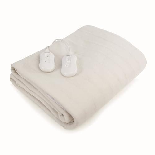 Image of Carmen King Size Fitted Electric Under Blanket with Overheat Protection, 65W x 2, 203 x 152cm + 40CM Skirt, White, C81191