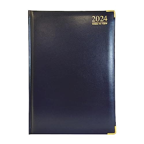 Image of G4GADGET G4 2024 Blue A4 Week to View Diary Hardback Cover 80GSM Paper for Business Office & Home