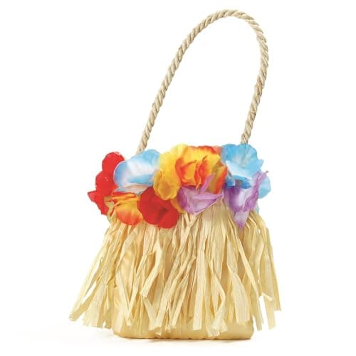 Image of Multicolor Hawaiian Flower Handbag (Pack of 1) - Perfect Accessory for Luau, Themed Events, Summer Parties, & Gift, Ztn61011 (Fdw)