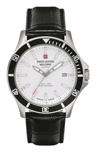 Image of Swiss Alpine Military Men's Watch Analogue Quartz 7022.1 Leather, silver, Strap.