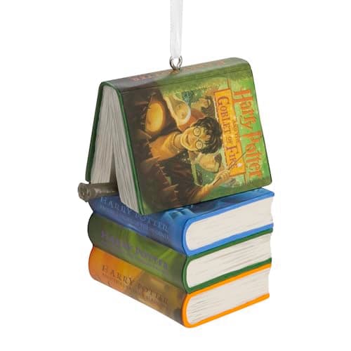 Image of Hallmark Harry Potter Books & Wand Hanging Ornament, Tree Decoration, Resin Hanging Ornament, Christmas Hanging Ornament, Gifts for Christmas