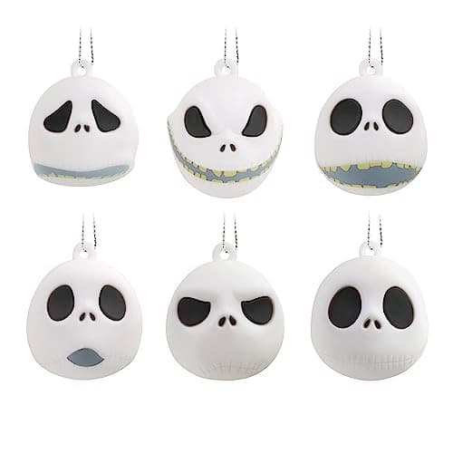 Image of Hallmark Disney Tim Burton's The Nightmare Before Christmas Jack Skellington Heads Miniature Christmas Ornaments, Set of 6