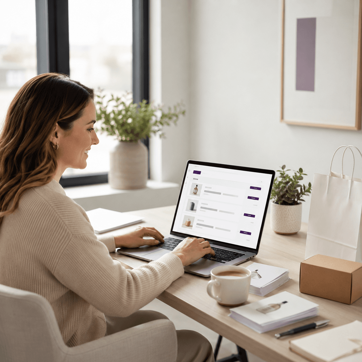Woman comparing prices on UK Price Comparison