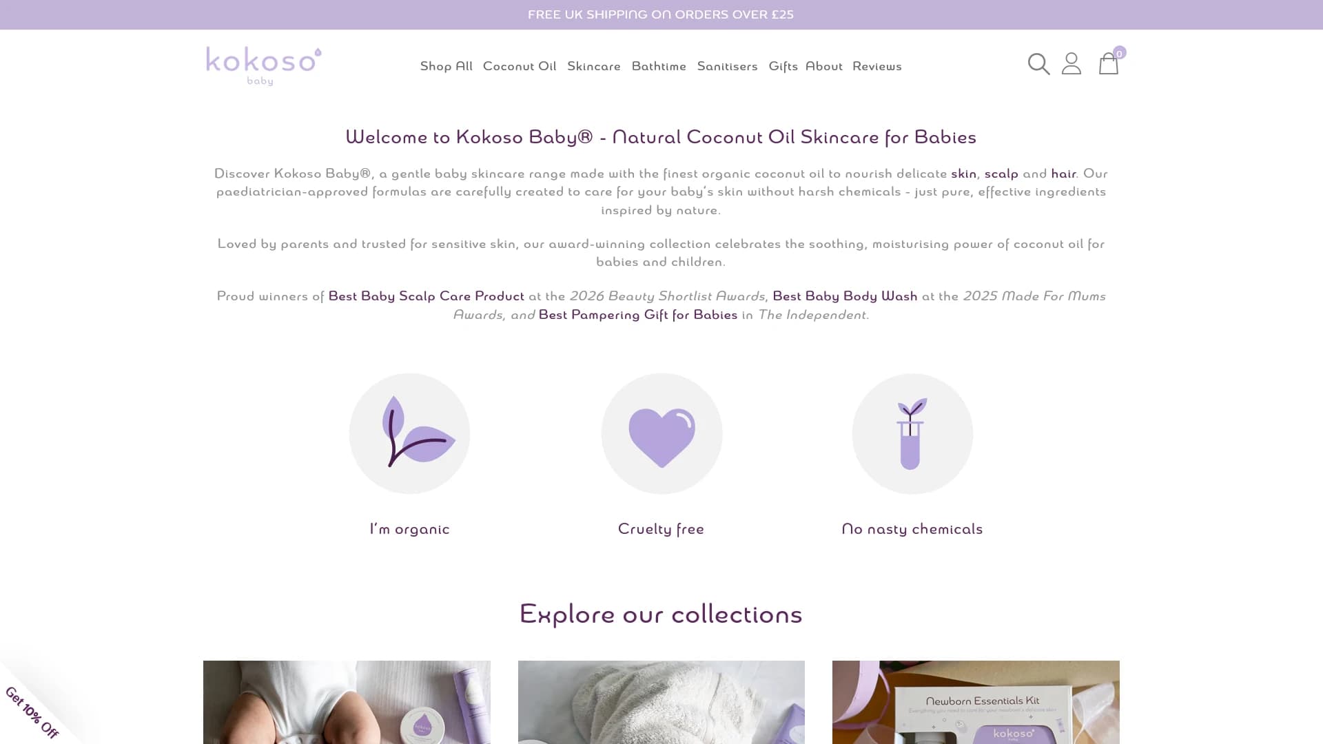 Kokoso Baby desktop website preview