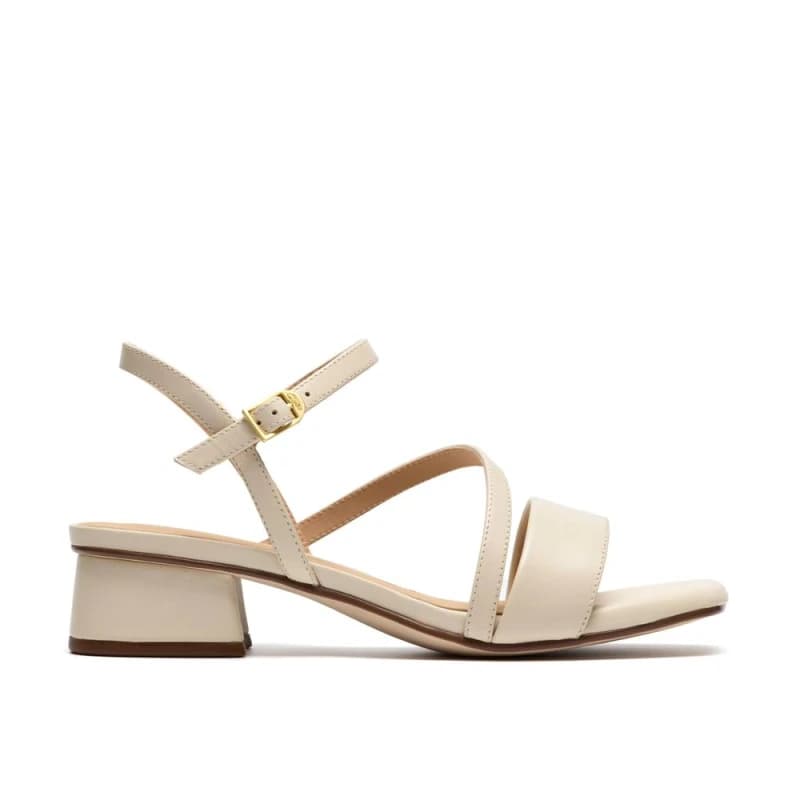 Clarks Womens Serina35 Strap Cream Leather Heeled Sandals Size: 7-Standard Fit Cream Female 7-Standard Fit