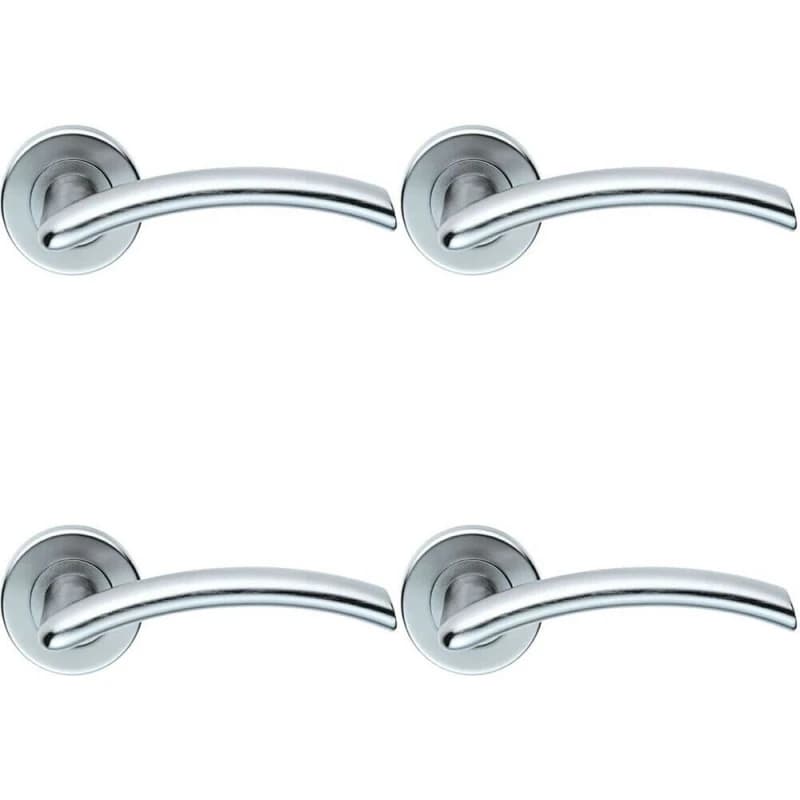 Loops 4x PAIR Oval Shaped Arched Bar Handle Concealed Fix Round Rose Satin Chrome Multi