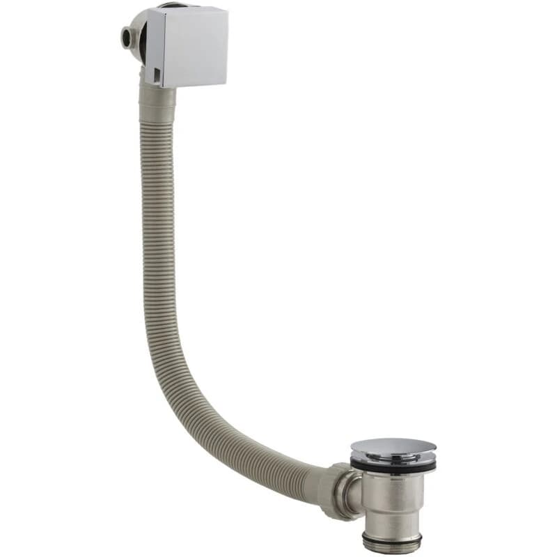nuie Square Slimline Freeflow Bath Filler - Chrome, Silver E317