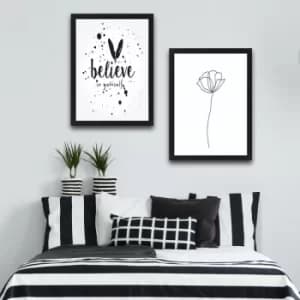 Believe Set Multicolor Decorative Framed Painting (2 Pieces)