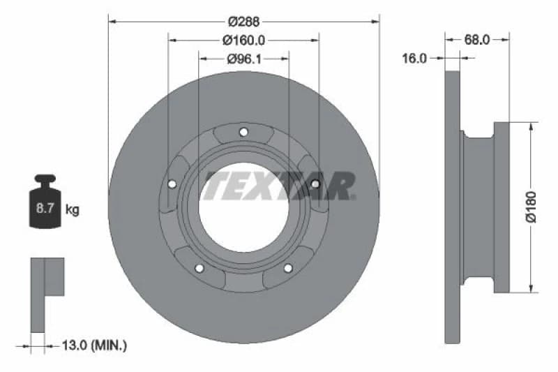 Brake disc TEXTAR 93260703