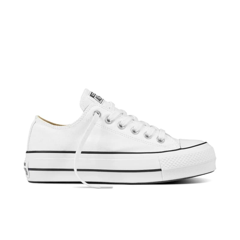 Converse Womens All Star Low Platform Trainers White Black, 7.5
