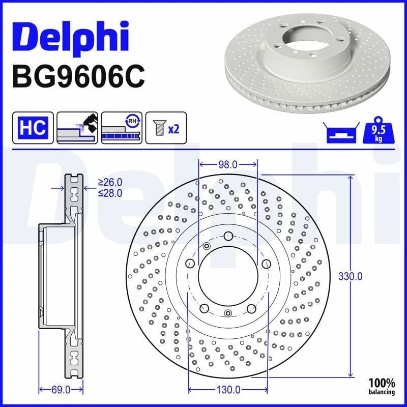 DELPHI Brake disc DELPHI BG9606C