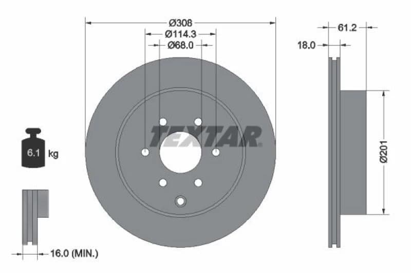 Brake disc TEXTAR 92296403