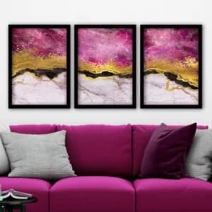 3SC42 Multicolor Decorative Framed Painting (3 Pieces)