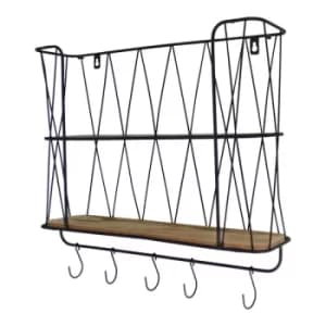 Double Wall Hanging Shelf Unit With Hooks