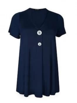 Evans Big Button Top - Navy