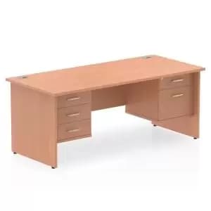 Impulse 1600 Rectangle Panel End Leg Desk Beech 1 x 2 Drawer 1 x 3