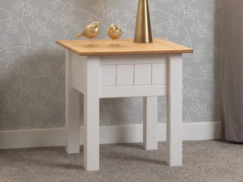 Seconique Panama White and Waxed Pine Lamp Table