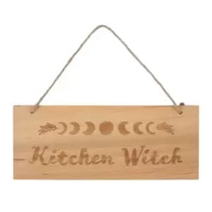 Kitchen Witch Engraved Wooden Pine Sign