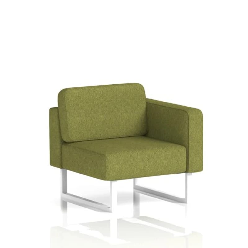 Brixworth Modular Seating Left Unit with White in Rivet Fabric - Olive