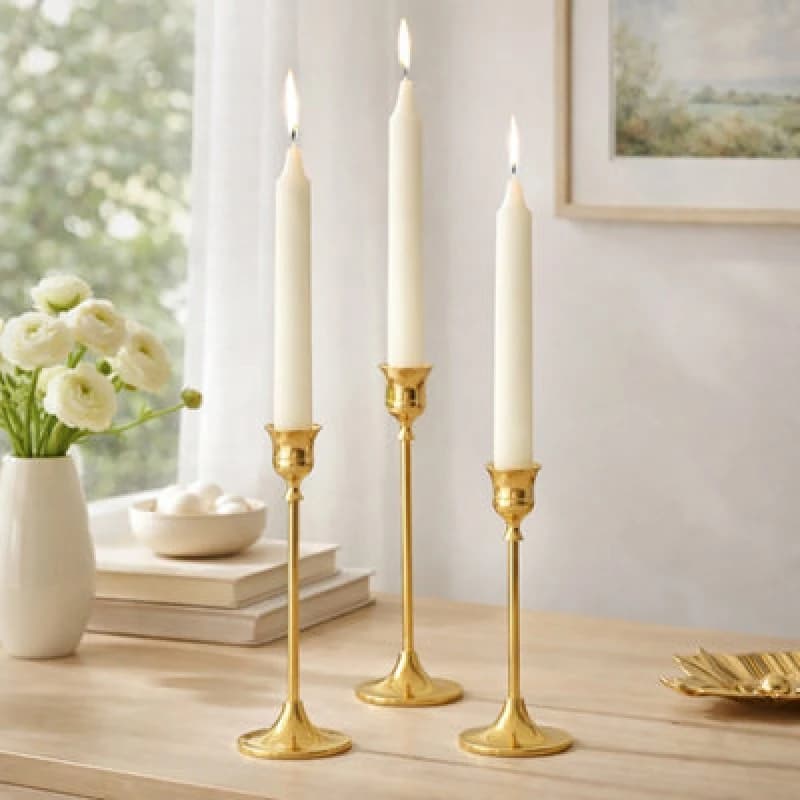 Marco Paul 3Pc Dinner Candle Holder Set - Gold