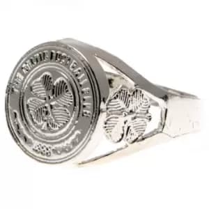 Celtic FC Silver Plated Crest Ring (Medium) (Silver)