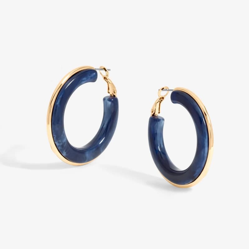Mood Gold Blue Resin Large Hoops Gold