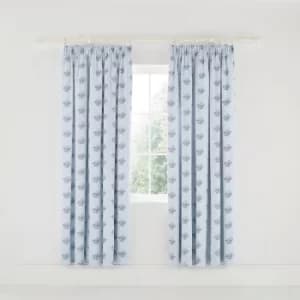 Fable Fleur Lined Curtains 66" x 72", Ink Blue