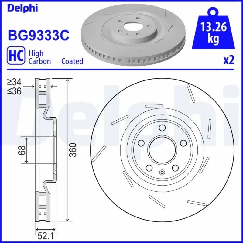 DELPHI Brake disc DELPHI BG9333C